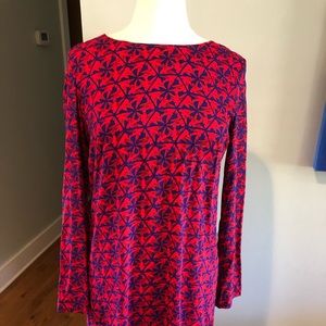 11 1 TYLHO Red & Blue Bird Pattern Dress, Sz M